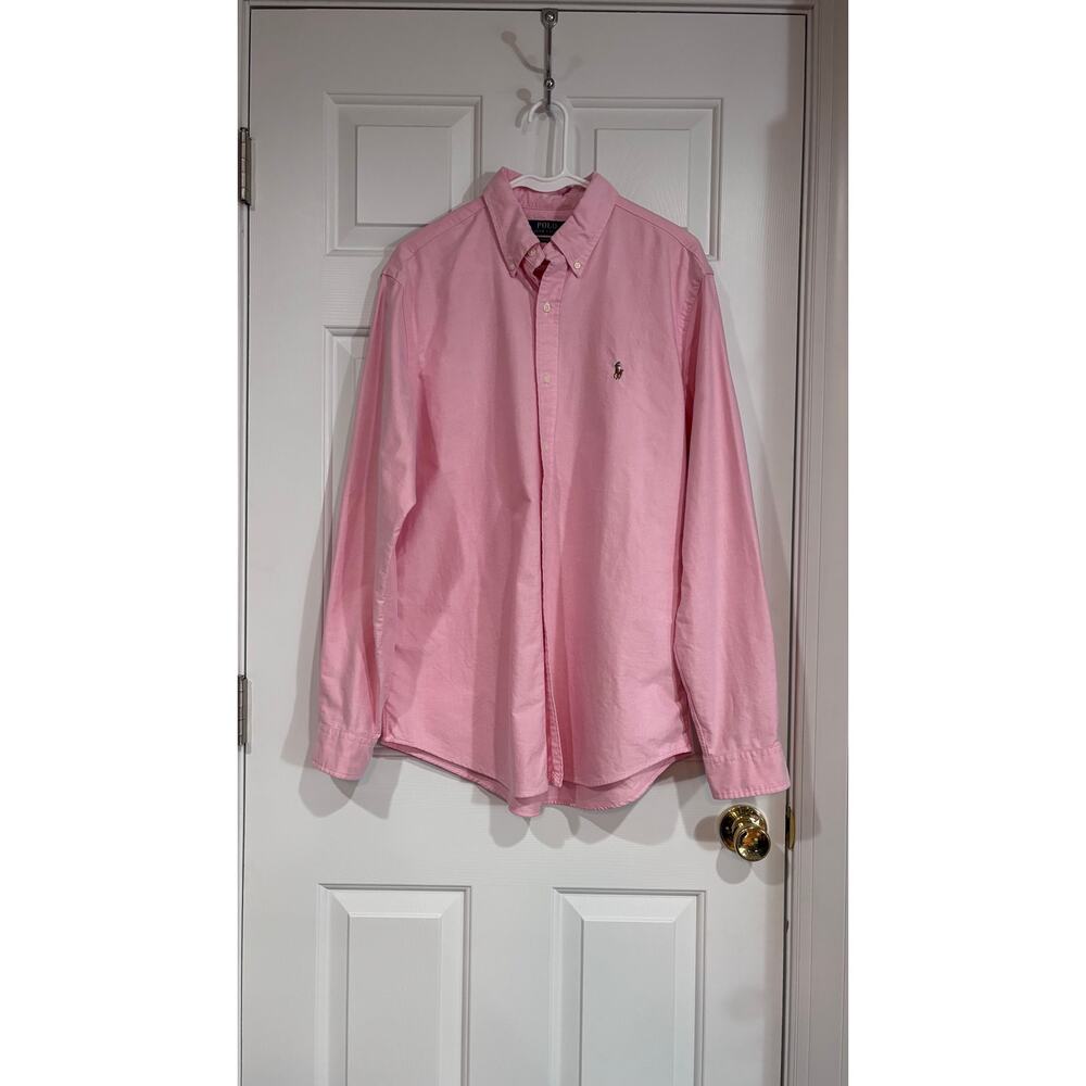Polo Ralph Lauren Men's Sz LG Classic Button Down Polo Pink with Pony - Picture 13 of 14